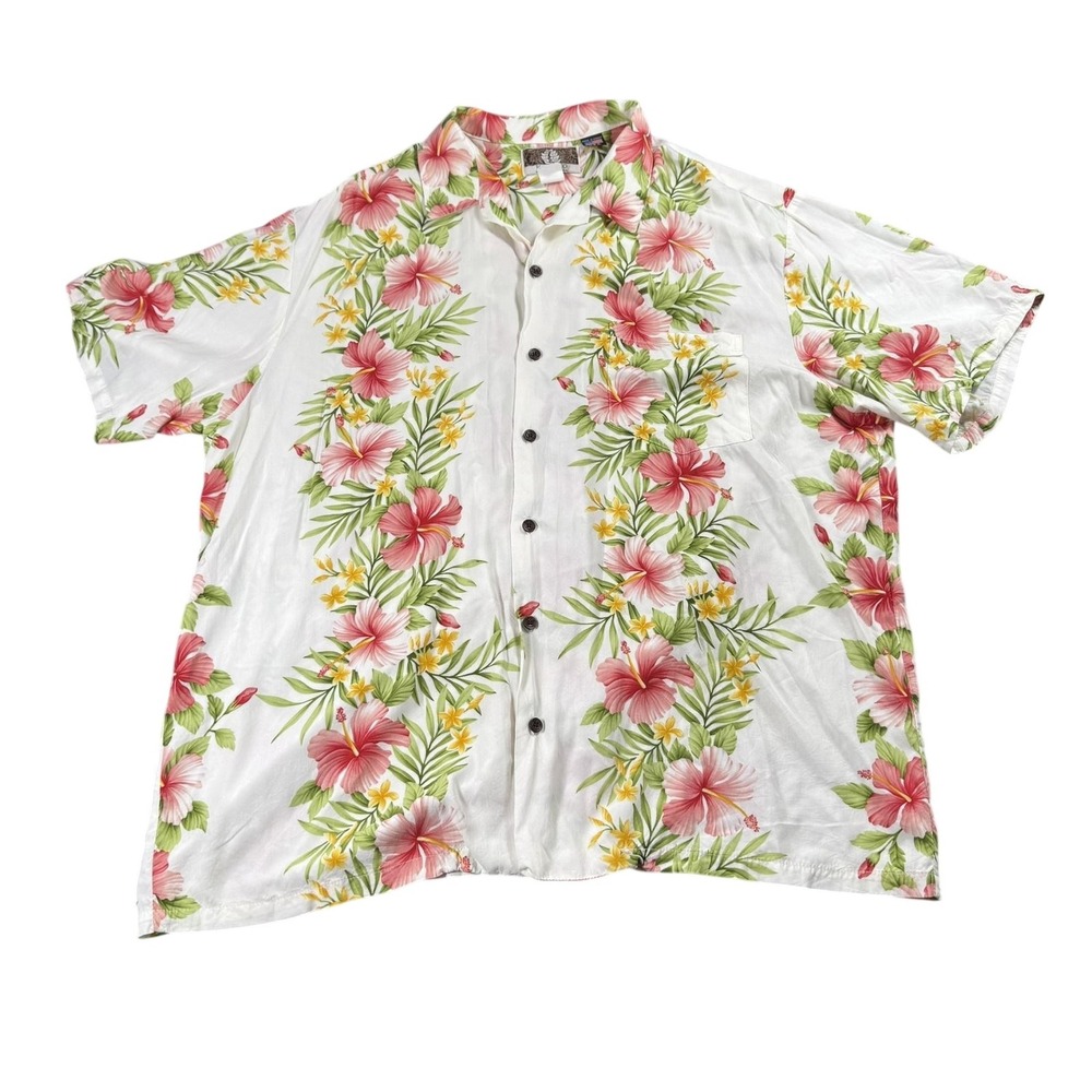 Kalaheo Aloha Shirt Mens 2XL Hawaiian Floral Rayon Button Up Made Hawaii USA